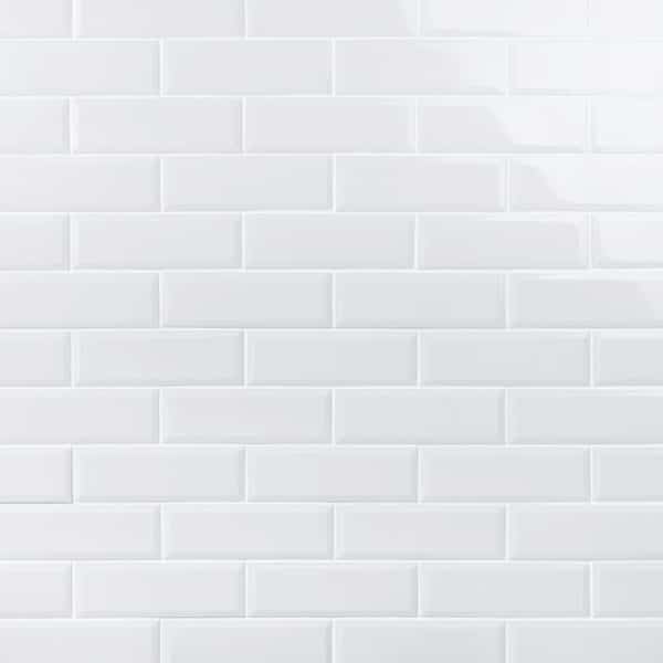 White Beveled Subway 4x12